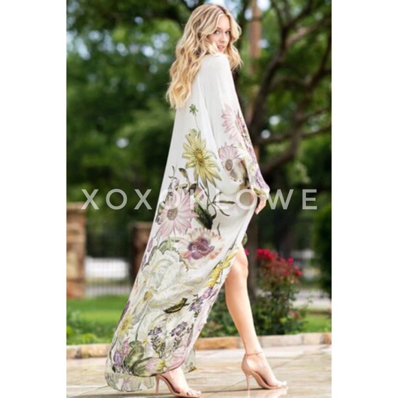 Floral Print Longline Maxi Duster Kimono - Picture 5 of 9